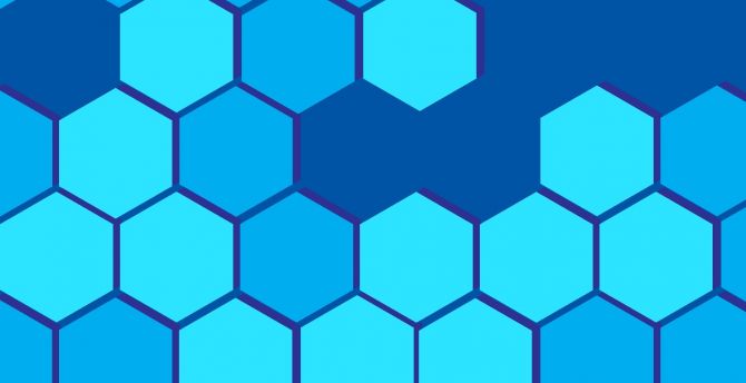 Hexagons, pattern, blue wallpaper