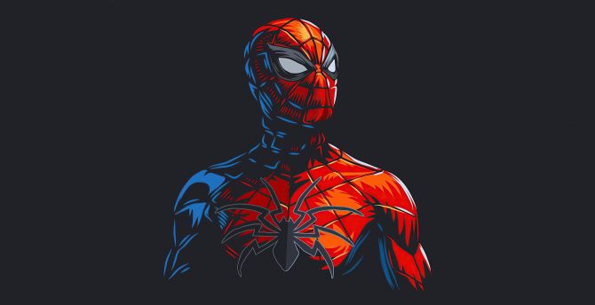 Spider-man red suit, minimal, 2020 wallpaper