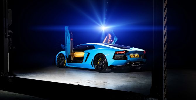 Blue, sports car, Lamborghini Aventador wallpaper