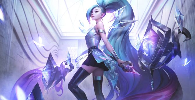 Seraphine, blue long hair, League of Legends, 2020 wallpaper