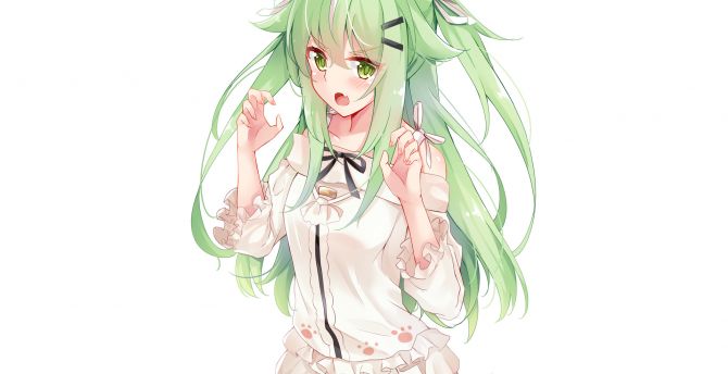 Cute Anime Girl Green Hair gambar ke 7