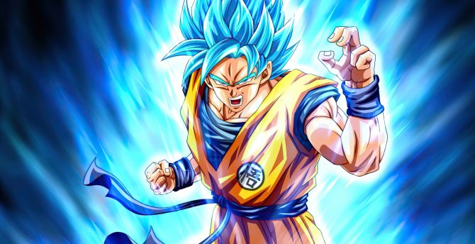 Wallpaper dragon ball, son goku, blue power desktop wallpaper, hd