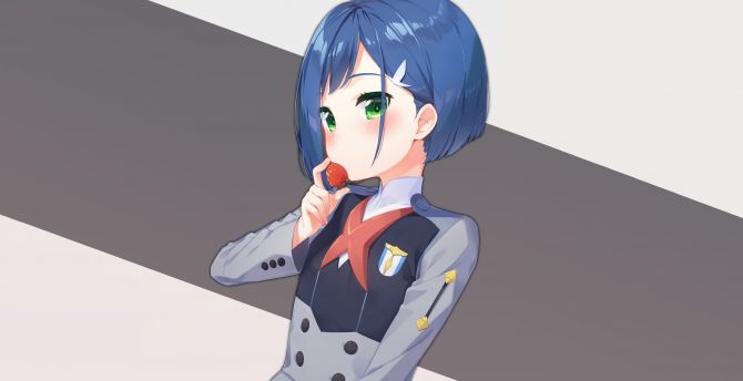 Beautiful, Ichigo, short, blue hair, anime girl wallpaper