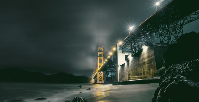 Dark, bridge, coast, Golden Gate Bridge wallpaper