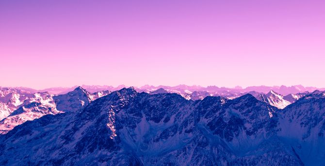 Pink sky, mountains, exotic, horizon wallpaper