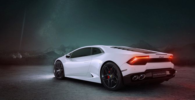 Sports car, white, side view, Lamborghini Huracan wallpaper