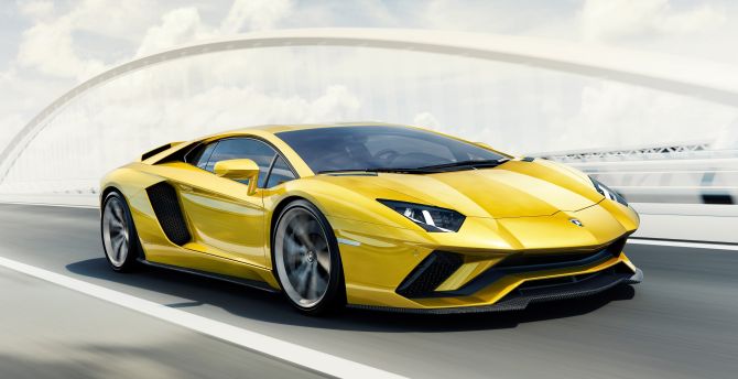 Yellow supercar, Lamborghini Aventador wallpaper