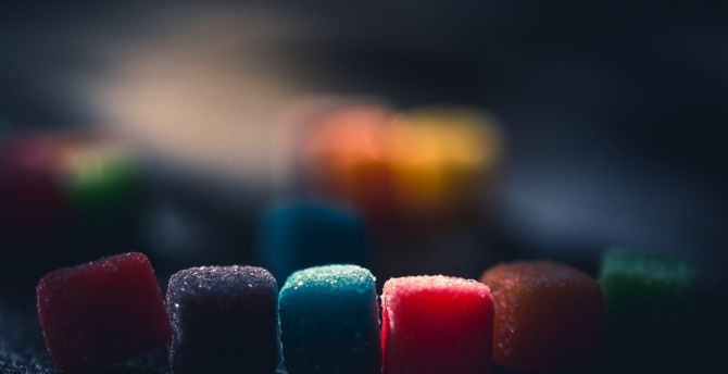 Close up, colorful, blur, sweets, cubes wallpaper