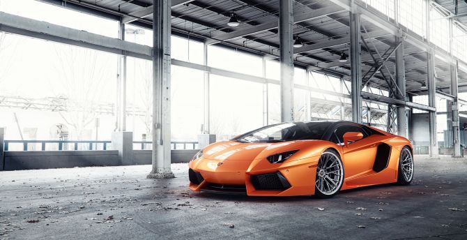 Lamborghini Aventador, Orange, sports car wallpaper