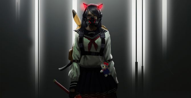 Teen Ninja in mask, art wallpaper