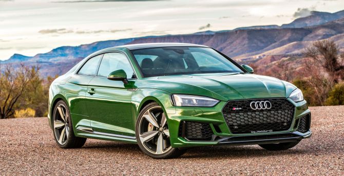 Audi RS5, green luxurious car, front wallpaper