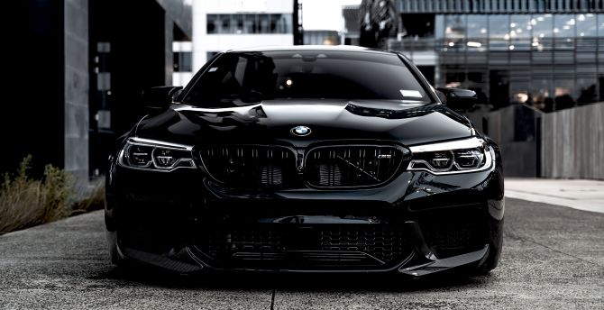 BMW M5, black, front view wallpaper