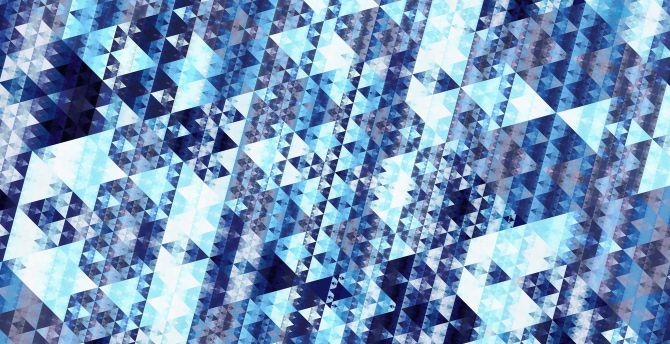 Blue triangles, abstraction, pattern wallpaper