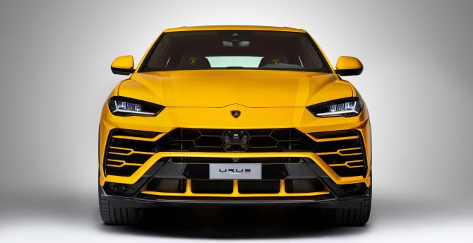Lamborghini Urus, yellow, front view wallpaper