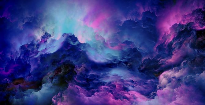 Colorful clouds, abstract, blue-pinkish wallpaper