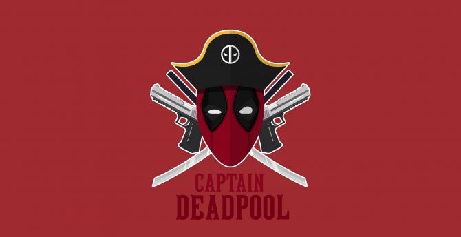 Captain Deadpool, superhero, pirate wallpaper