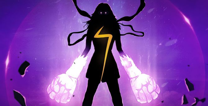Ms. Marvel, fan made poster, artwork, silhouette, 2022 wallpaper