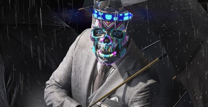 Watch Dogs, Legion, man, colorful mask wallpaper