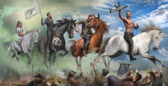 Horse ride, Far cry 5, video game wallpaper