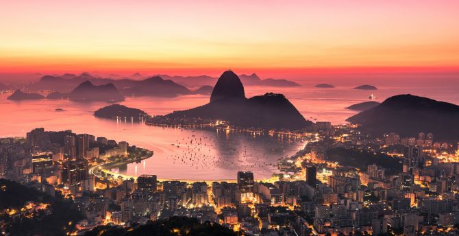 City, Rio De Janeiro, aerial view, sunrise wallpaper