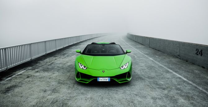 Lamborghini Huracan EVO Spyder, green car, 2020 wallpaper