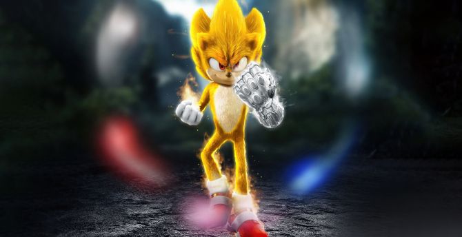 Super Saiyan, Sonic the Hedgehog, golden body, movie wallpaper