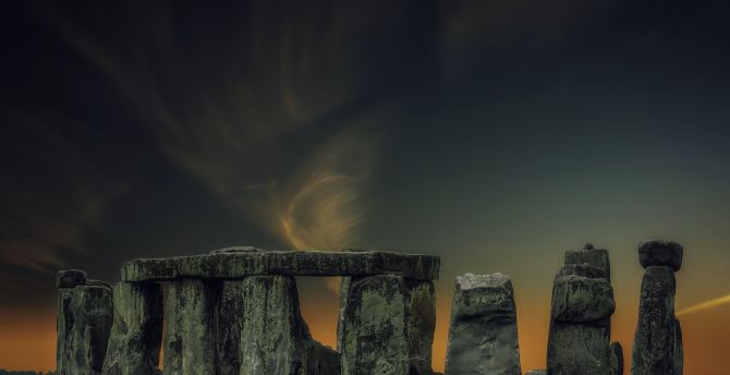 Stonehenge, landscape, night, monument, big stones wallpaper