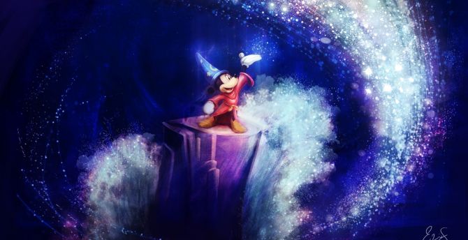 Sorcerer's Apprentice, Micky Mouse, cartoon, art wallpaper
