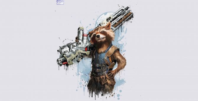 Rocket Raccoon, Avengers: infinity war, minimal, art, 2018 wallpaper