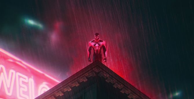 Miguel O'hara, spider-man 2099, into the rain wallpaper