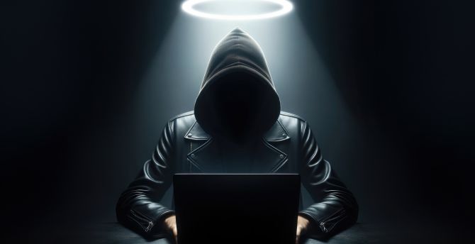 Hacker in hood, white hat hacking, art wallpaper