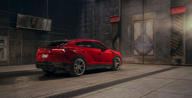 2019, Lamborghini Urus, red Lamborghini car wallpaper