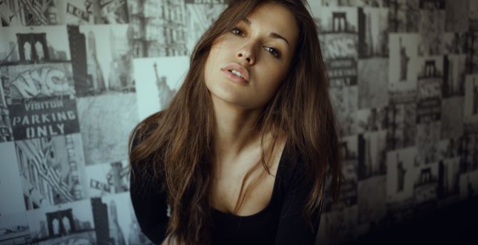 Girl, brunette, model, stare wallpaper
