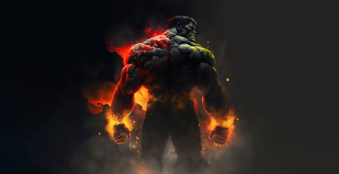 Hulk, molten body red-green, strongest superhero wallpaper