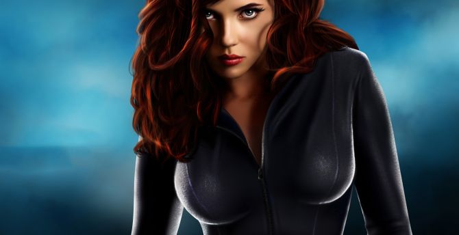 Black Widow, hot avenger, art wallpaper