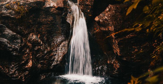 Nature, waterfall, stream through rocks wallpaper