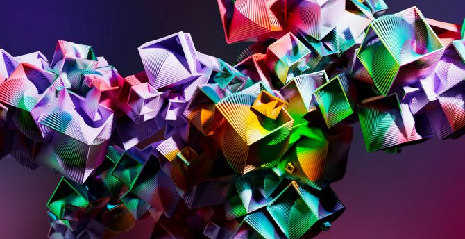 Macbook Pro M2, abstract, colorful cubes, stock wallpaper