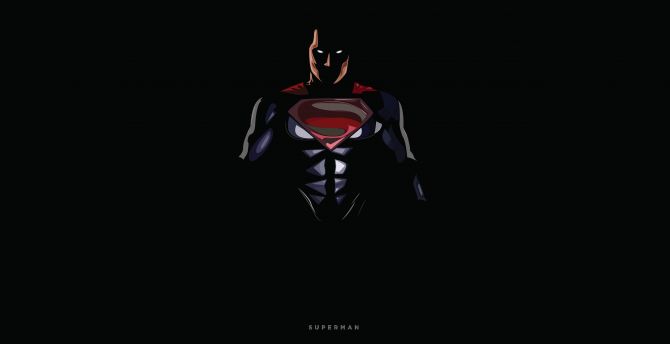 Superman, dark, minimal wallpaper