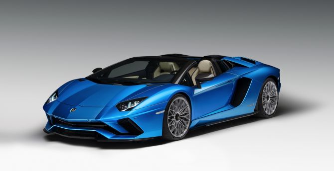 Blue Lamborghini Aventador, convertible, sports car wallpaper