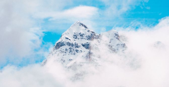 Clouds, summit, mountain, nature wallpaper