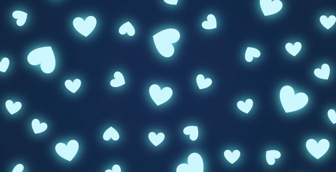 Hearts, shapes, glowing, minimal, pattern wallpaper