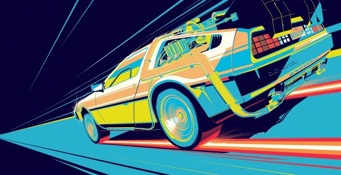 Back to the Future, car, Mazda RX-7, art wallpaper