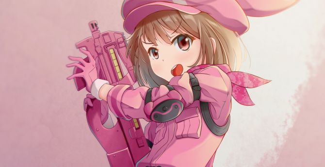 Pink dress, anime girl, karen kohiruimaki wallpaper