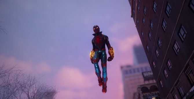 Spider-man, flight suit, superhero game wallpaper