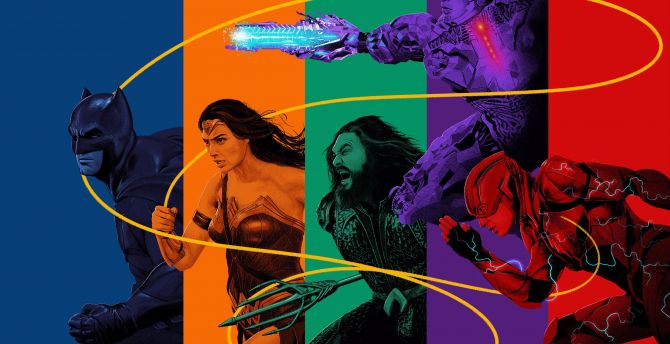 Justice league, batman, wonder woman, aquaman, cyborg, the flash wallpaper