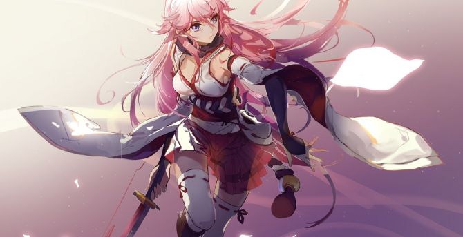 Desktop Wallpaper Yae Sakura Benghuai Xueyuan Anime Girl Sword