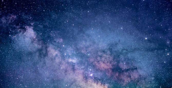 Starry space, milky way, clouds, stars wallpaper