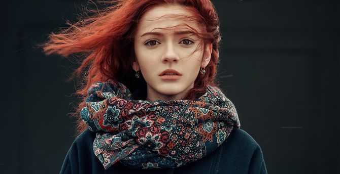 Beautiful girl, portrait, redhead wallpaper