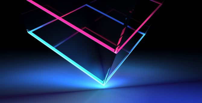 Edge, colorful, glassy, neon cubes wallpaper