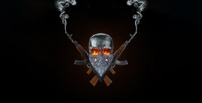 Skull and guns, dark & minimal wallpaper